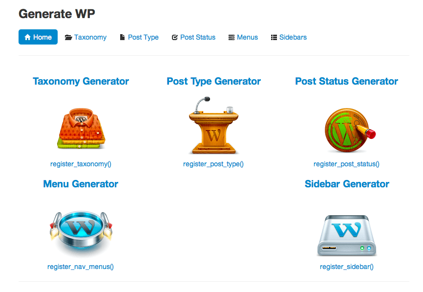 GenerateWP.com launched on January 23, 2013 with 5 code generators