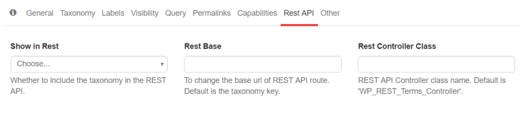 Taxonomy Generator - Rest API arguments