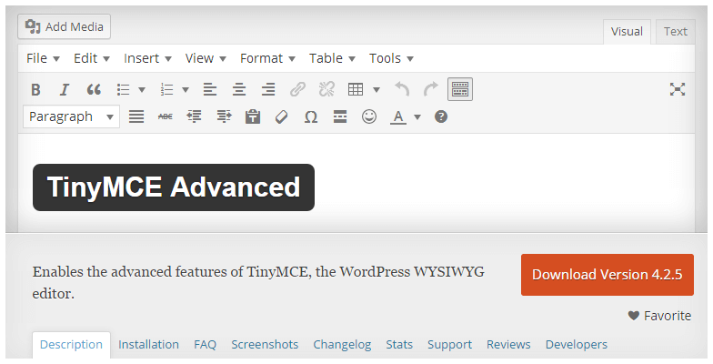 TinyMCE Advanced Plugin English