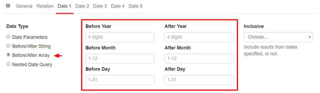 WP_Date_Query Before After Range