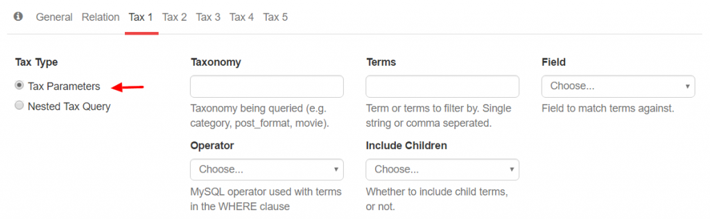 Tax Query Parameters